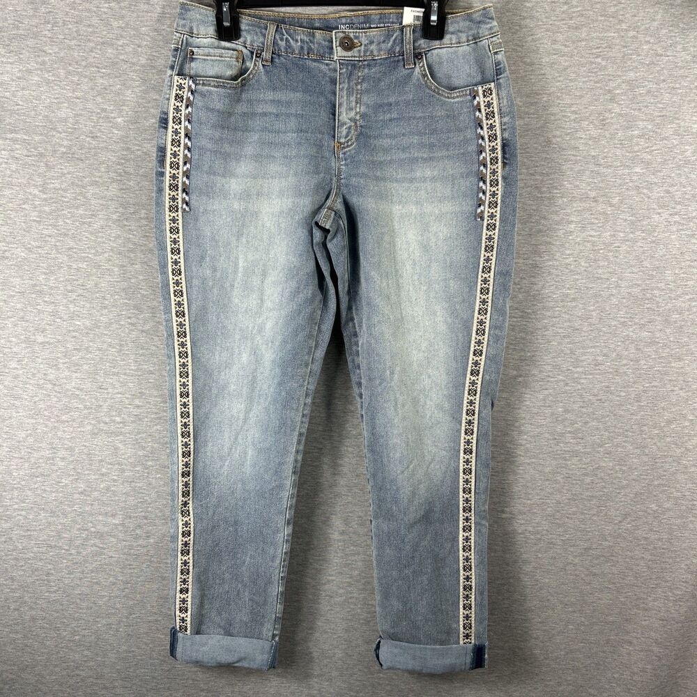 Inc Denim Mid Rise Straight 6/28 Rolled Cuff